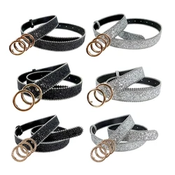 Popular Buckle PU Belt Beaded Trim Western Pants Belt for Casual and Party Dropshipping