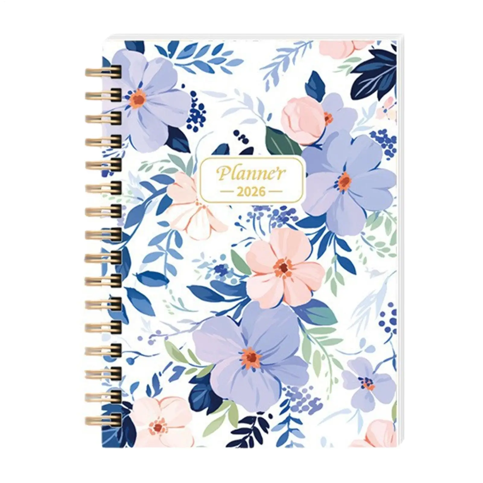 

2026 Elegant Floral Cover Week Planner 72 Sheets/book Hardcover Spiral Binding Organizer Notebook Agenda Planner
