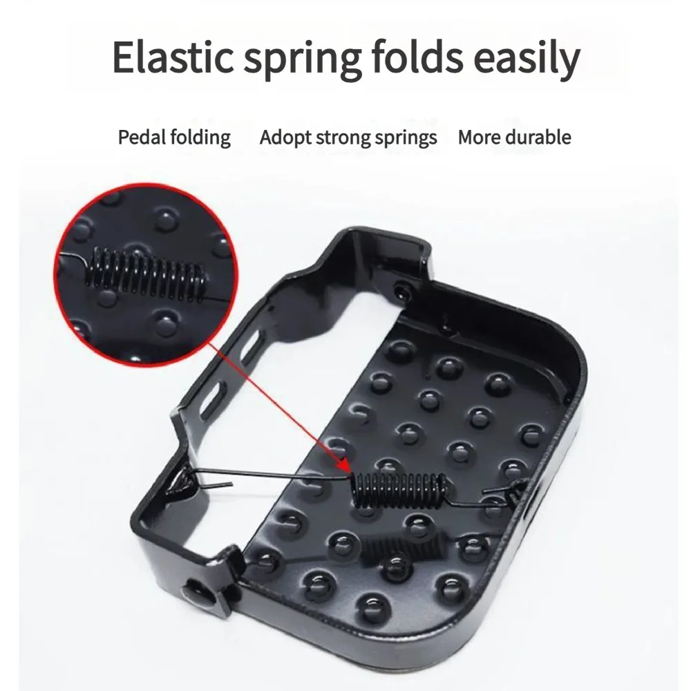 Universal Mountain Bike Electric Bike Folding Footrest with Elastic Spring, Oversized Design,  Rust-Resistant Paint Finish image 4