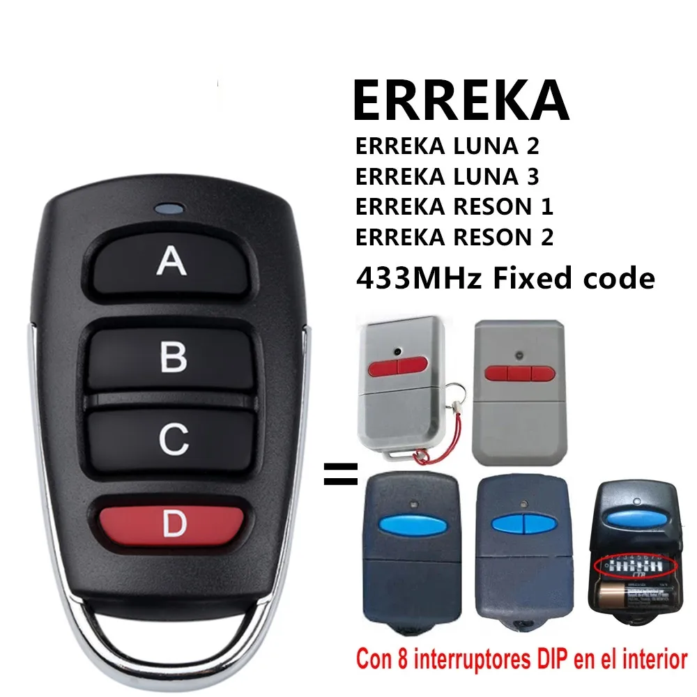 Imagem -02 - Garagem de Controle Remoto Compatível Erreka Reson Luna 433mhz Duplicador Botão Grande Dip Código Fixo Clone