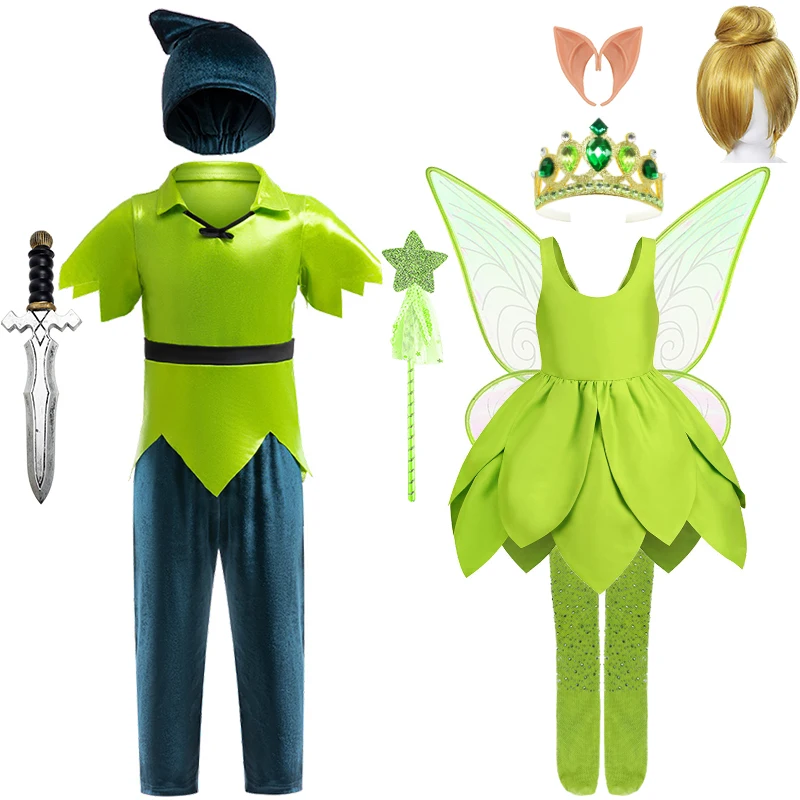 

Festival Baby Boy Cosplay Prince Peter Costume Pan Halloween Carnival Toddler Girls Fairy Elf Party Princess Tinker Bell Dress