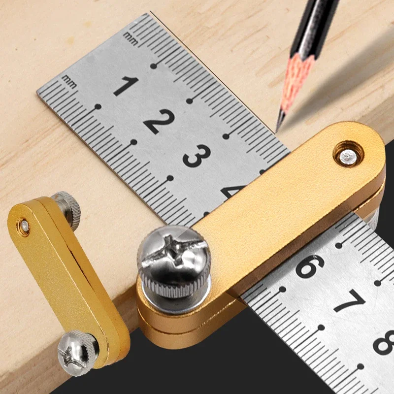 Carpentry Scriber Line Marking Gauge with Steel Ruler Positioning Block Stop for Woodworking Measuring Tool