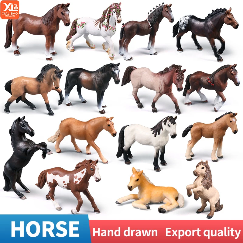 โมเดลจำลองสัตว์ฟาร์มเพื่อการศึกษา ของเล่นฟิกเกอร์ม้าป่าสำหรับเด็ก