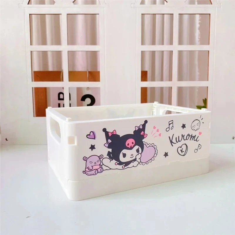 Sanrio Hello Kitty Kuromi Anime Kawaii Desktop Mini Folding Storage Box Cute Cartoon My Melody Hand Ledger Basket Student Gifts