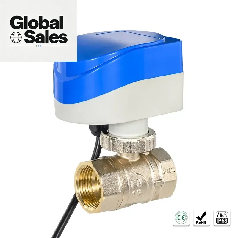 Lead-Free Eco-Friendly Brass Electric Ball Valve Three-Way IP68 Waterproof CE Certified Water OEM Customizable High