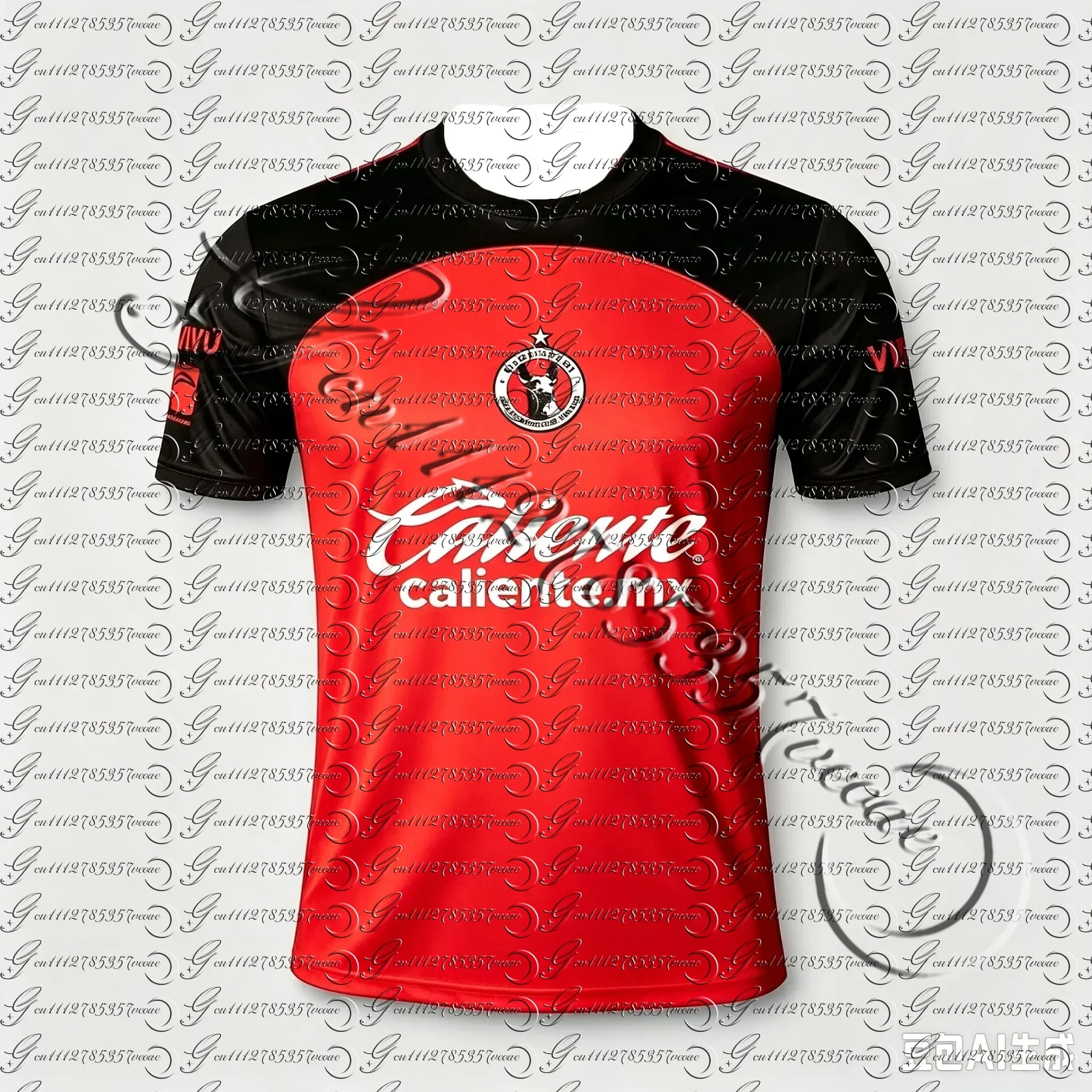 26 Herren Club Tijuana Xolos Fußballtrikot Schwarz Rot Schnelltrocknend Kurzarm Fußballshirt Training Täglich Fan Sport Familienoutfit – Detail 6