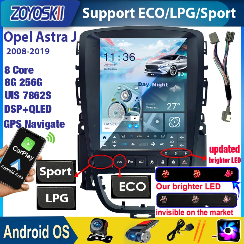 ZOYOSKII Car Radio Android for Opel Astra J Vauxhall Holden Cascada 2009-2018 Multimedia Screen GPS Navigation Auto Carplay ECO