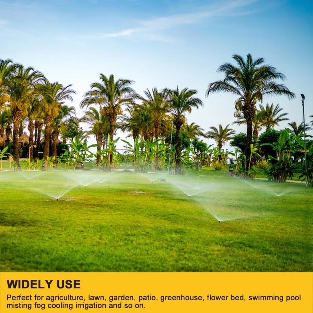 Irrigatore per prato interamente in metallo, confezione da 2, irrigatore da giardino creativo con triplo testa di spruzzo con base a punta, copertura per ampia area a 360 gradi