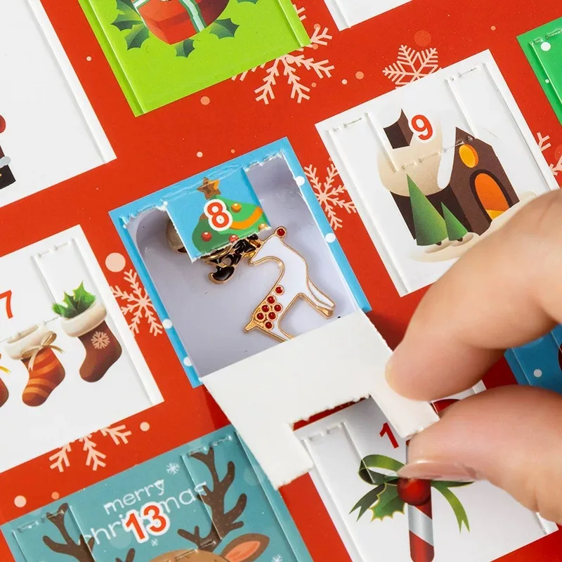 Calendario de Adviento de Navidad de 4 estilos, caja ciega de regalo, pulsera de juguete para coches, adorno para niñas, bolsa de regalo, caja de calendario de cuenta regresiva de Navidad