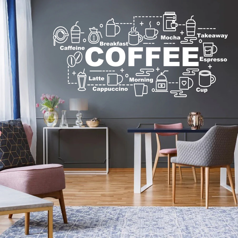 

Coffee Cafe Mug Wall Sticker Decal Coffee Shop Window Restaurant Kitchen Vinyl Home Decor