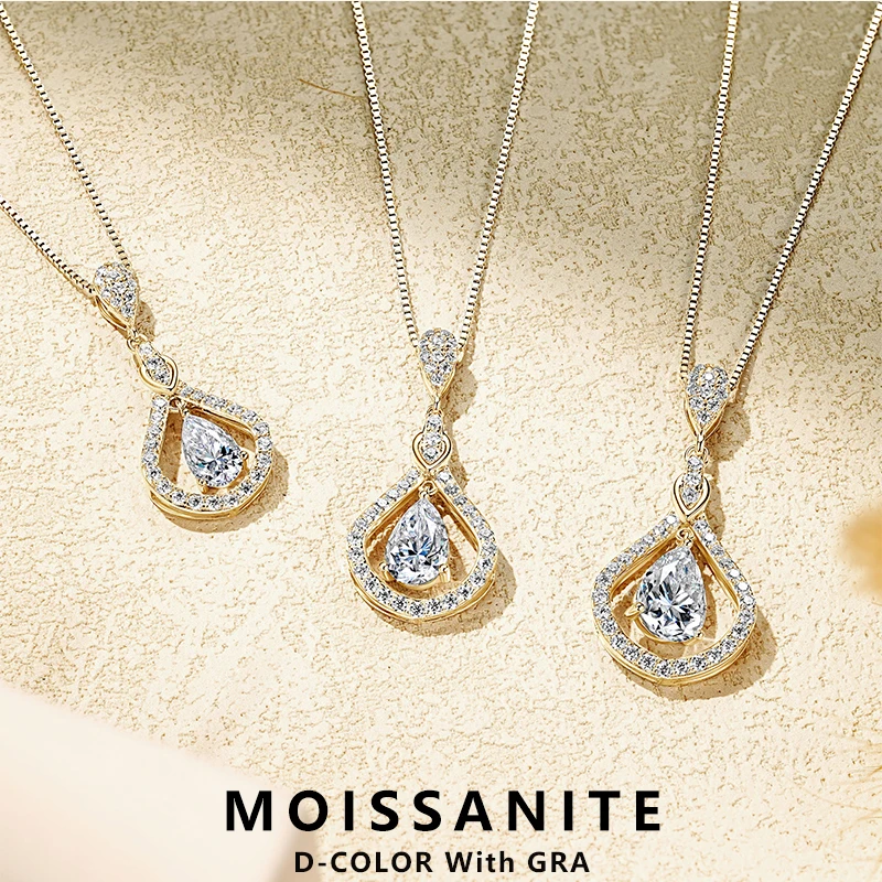 

Lnngy стерлингового серебра 925 пробы ожерелья с подвеской-капелькой сертифицированное ожерелье с муассанитом 1 карат/1,5 карата/2 карата для женщин 2023 трендовые ювелирные изделия