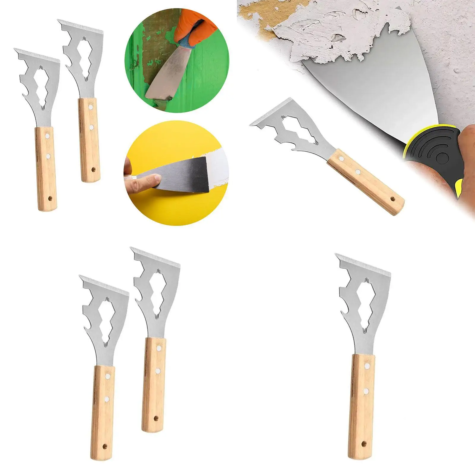 

Cleaning Tool metal Knife Wooden Handle Portable Sturdy Versatile Spackle Knife Manual Tool for Removing Wallpaper Plaster