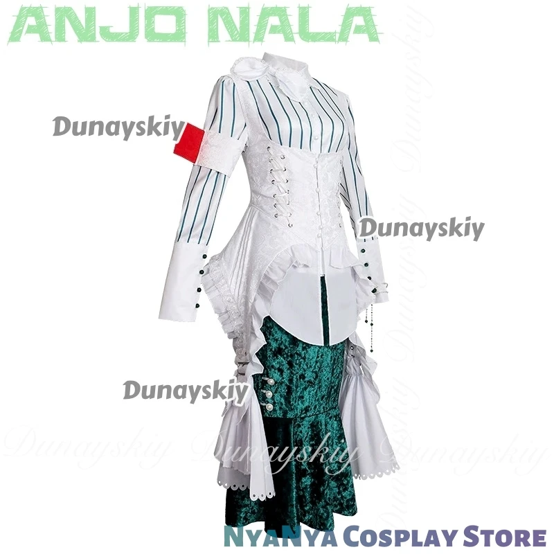 Reverse:1999 Juego Anjo Nala ssiPersonajes de salida con vestido verde blanco con peluca larga y rizada negra ssiTraje completo