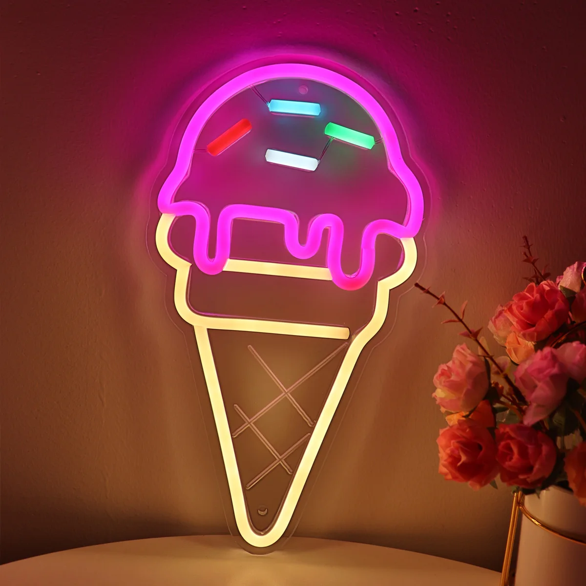 Imagem -05 - Cone de Sorvete com Açúcar Led Wall Neon Sign para Shop Party Decoração de Sobremesa 6.46 11.65 1pc