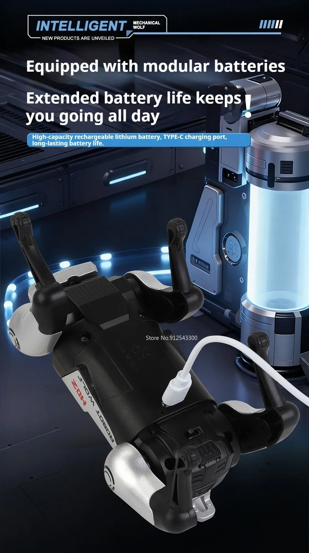 Legierung Mechanische Wolf Technologie Maschine Modell Spielzeug Intelligente Walking Sound Licht Touch Sensing Roboter Spielzeug für Jungen Geschenke – Detail 9