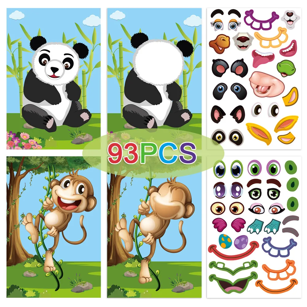 Fun Diy Sticker Dress-up Game Cartoon Animal Face Change Sticker Book Color Cognitive Puzzle Toy Baby Early Education Gift image 3