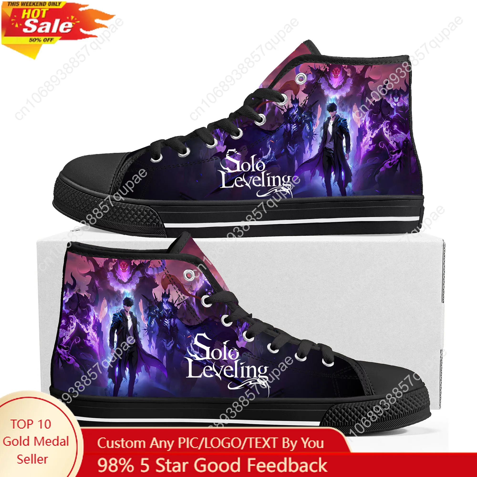 

Anime Manga Solo Leveling Sung Jin-Woo High Top High Quality Sneakers Mens Womens Canvas Sneaker Ghana Hiking Casual Custom Shoe