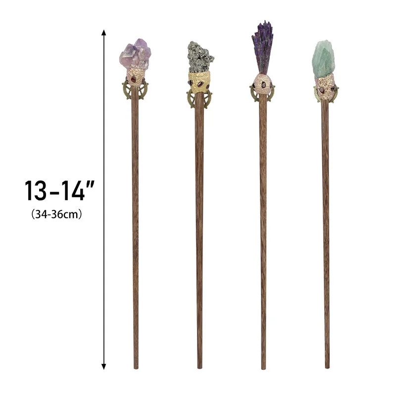 Flach Lange Holz Sticks für Handwerk Amethyst Fluorit Kristall Zauberstab Stick Hexe Halloween Dekoration Liefert 1pc