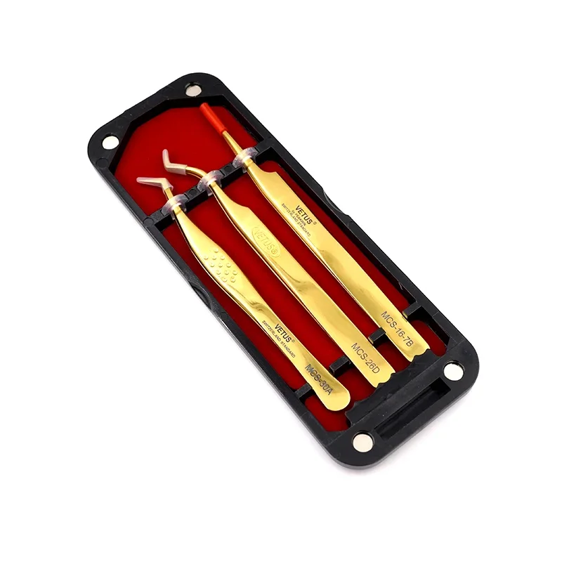 Nuovo Set di pinzette Vetus 3 pezzi colori dorati pinzette per trucco di bellezza Premium per l\'estensione delle ciglia Pinzas Super precision