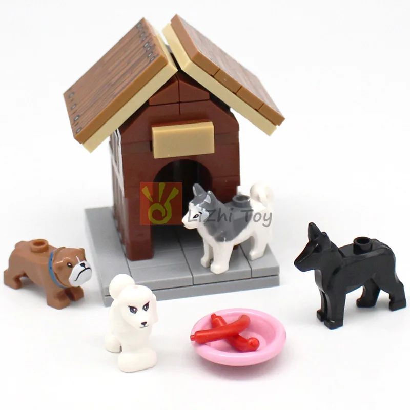 MOC Perro Alsatiano Pastor Alemán 92586 Bloques de Construcción Compatibles con Poodle Husky, Juguetes de Escena de Animales de Jardín, Mascotas y Cachorros