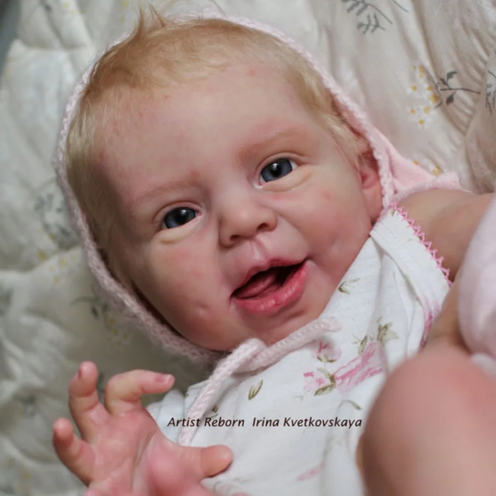 19 Inch Unpainted Reborn Doll Kit Sweet Hani Open Blue Eyes Blank Vinyl Doll Mold Parts With Fabric Body