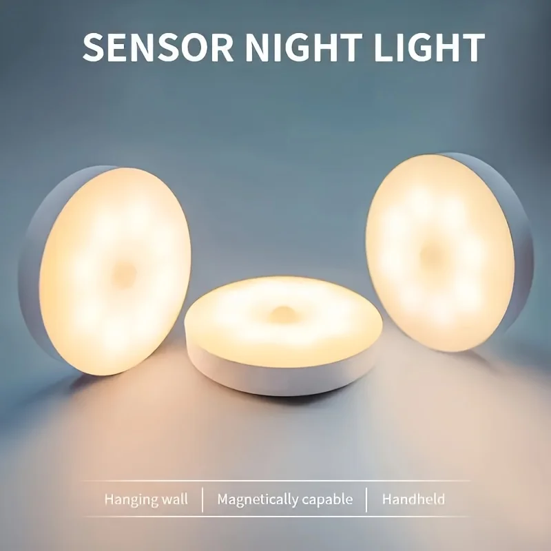 Fotografia 6: Pacote com 2 Luzes Noturnas com Sensor de Movimento, Luzes de Parede USB com Acionamento Automático para Escadas, Corredores, Lado da Cama - Sem Necessidade de Fiação