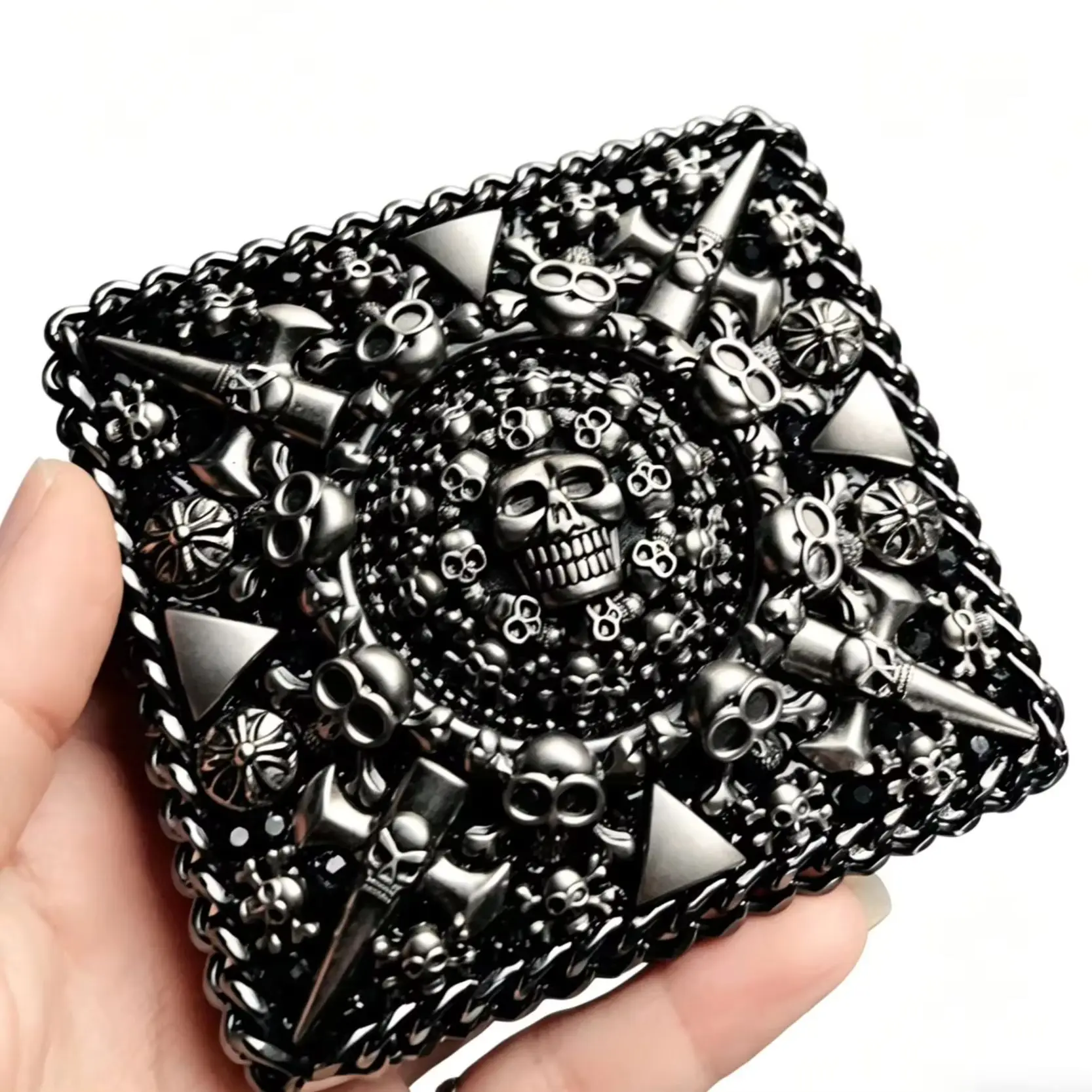 Punk Dark Style Skull Cigarette Case for Smokers Handmade 20 King Size Standard Cigarettes Box Portable Skull Cigarette Holder