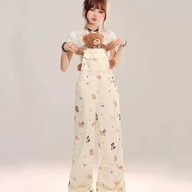ジャンプスーツ 結婚式 ゲスト クラブウェア アクティブオン ビーチ レッグ リベット チューブ フレア オーバーサイズ スパゲッティ ポケット プリント レター プラス