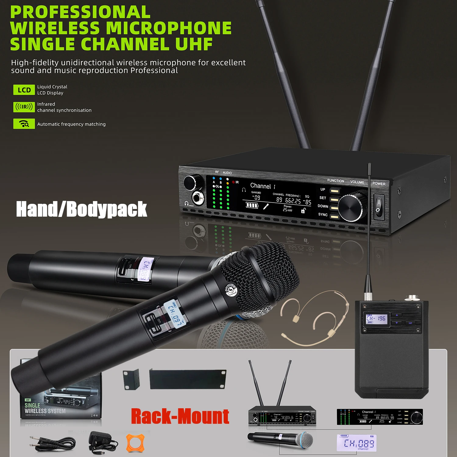 Leicozic AD4D-S KSM11 مكثف ميكروفونو ميكروفون أحادي القناة لاسلكي تنوع حقيقي لأداء المسرح 500/600/900 ميجا هرتز