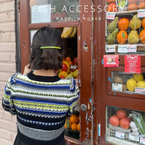 Imagen 2 del producto Versión coreana del refrescante fruta verde perla blanca palabra clip primavera clip de pelo cola de caballo clip de pelo corto medio clip fino