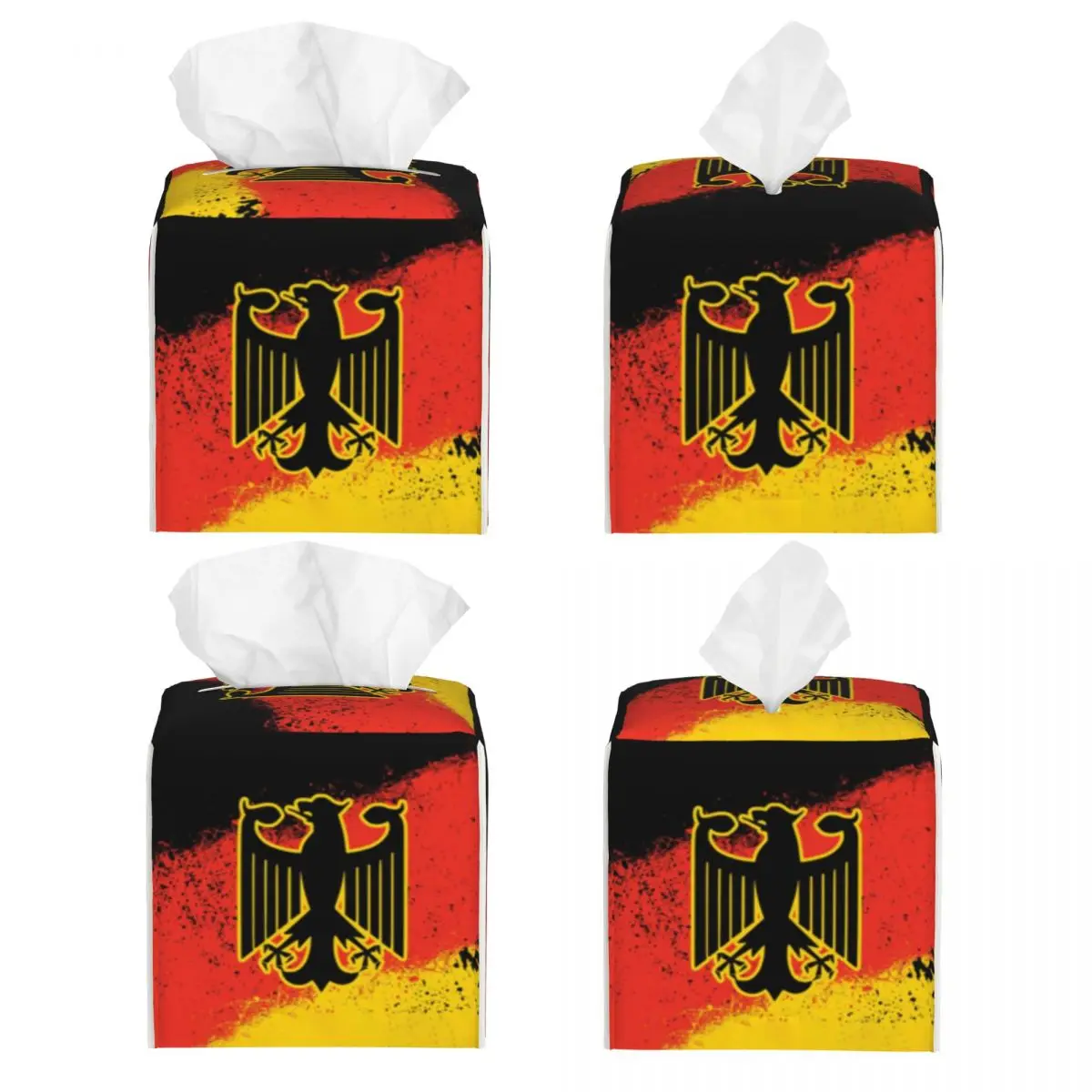 Custom Vintage Germany Flag Eagle Tissue Box Cover Square PU Leather German Pride Facial Tissue Box Holder for Bathroom Office