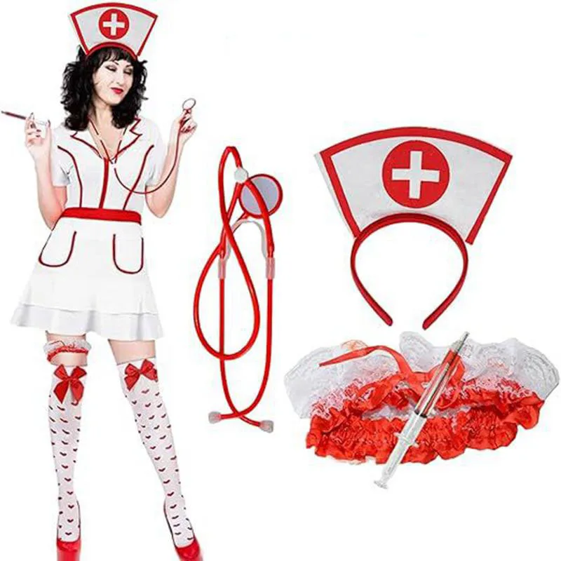 Nurse Hat Headband Cosplay Costume Halloween Party Accessories Stethoscope Thigh Belt Festival Carnival Halloween Party Supplies view 2
