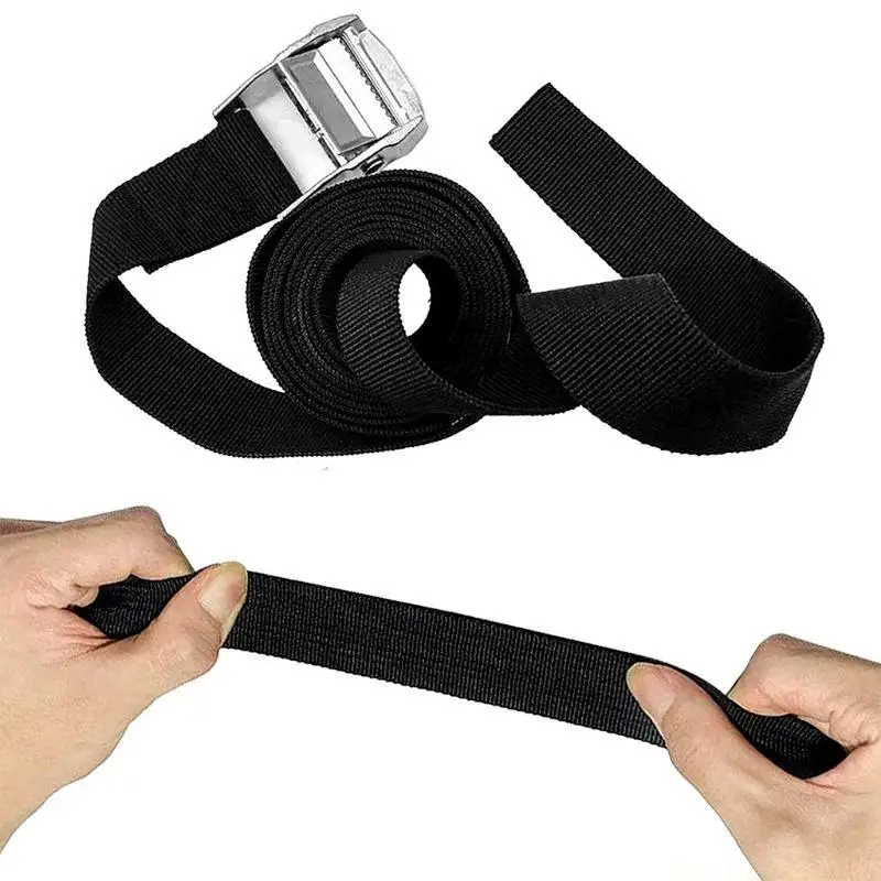 J0MA 10pcs Black Fastening Strap with Buckle Lashing Straps Backpack for Carr