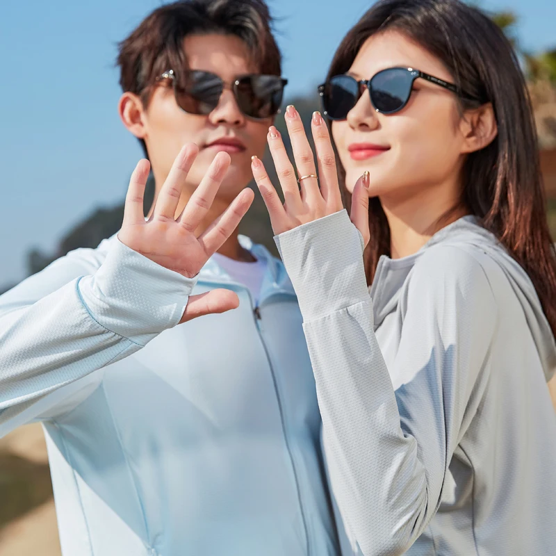 Night Running Reflective Jacket UPF50+ Couple's Hoodie with Thumb Hole Cuff Hidden Pocket Sun Protection