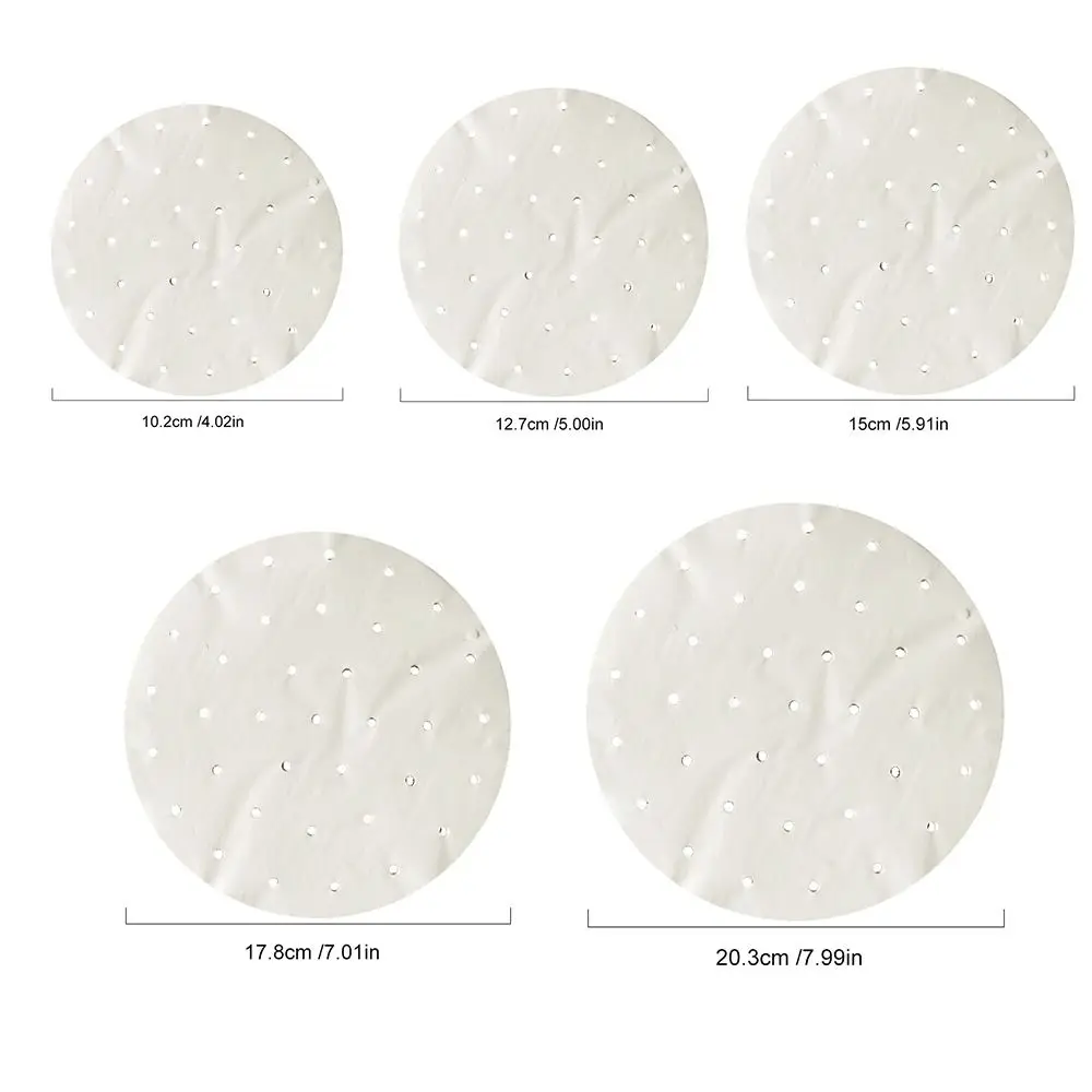 100Pcs Durable 4/5/6/7/8in Steamer Paper Disposable Round Buns Pastries Non-stick Paper Buns Pad Paper Kitchen Cooking Tools