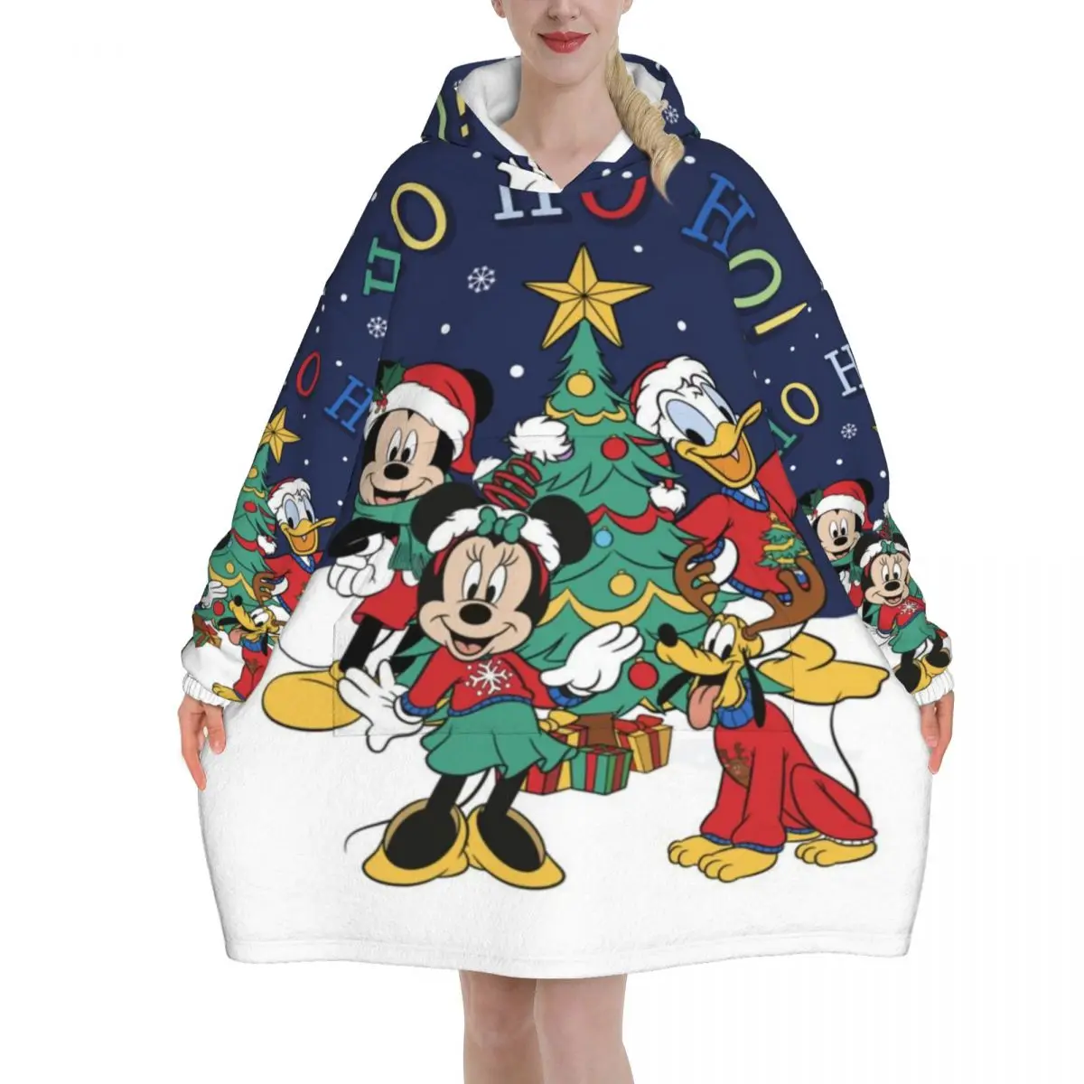 

Рождественское носимое одеяло с Микки Маусом и Минни, толстовка в виде подарков для женщин и мужчин, теплое одеяло большого размера, толстовка, одеяло с капюшоном