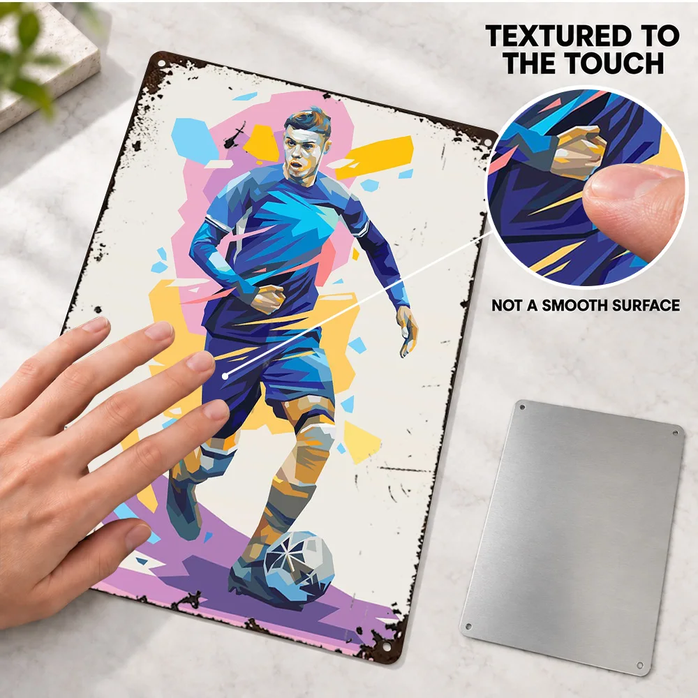 Cole Palmer Football Player Textured Metal Poster Customized Aluminum Sign Contemporary Graphic Style Wall Art For Sports Room