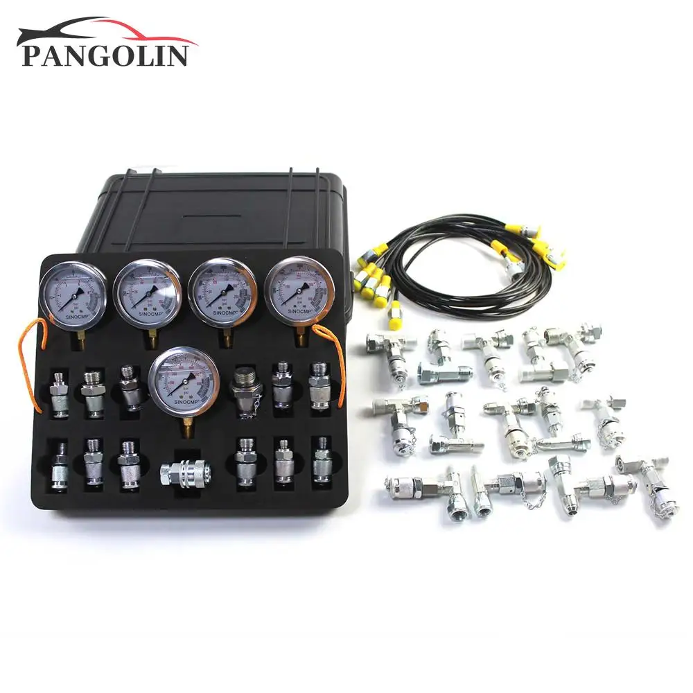 

Excavator Hydraulic Pressure Test Kit with 5 Gauges 13 Couplings 14 Tee Connectors Pressure Gauge Kit fits CAT CASE John Deere