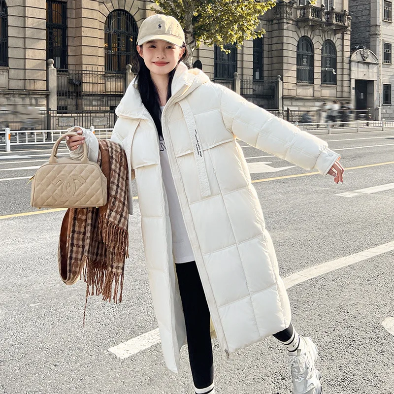 Oversized Long Parkas Warm Winter Women\'s Clothing Thicken Down Cotton Over-the-knee Puffer Jacket Winter Cold Coat Super Hot