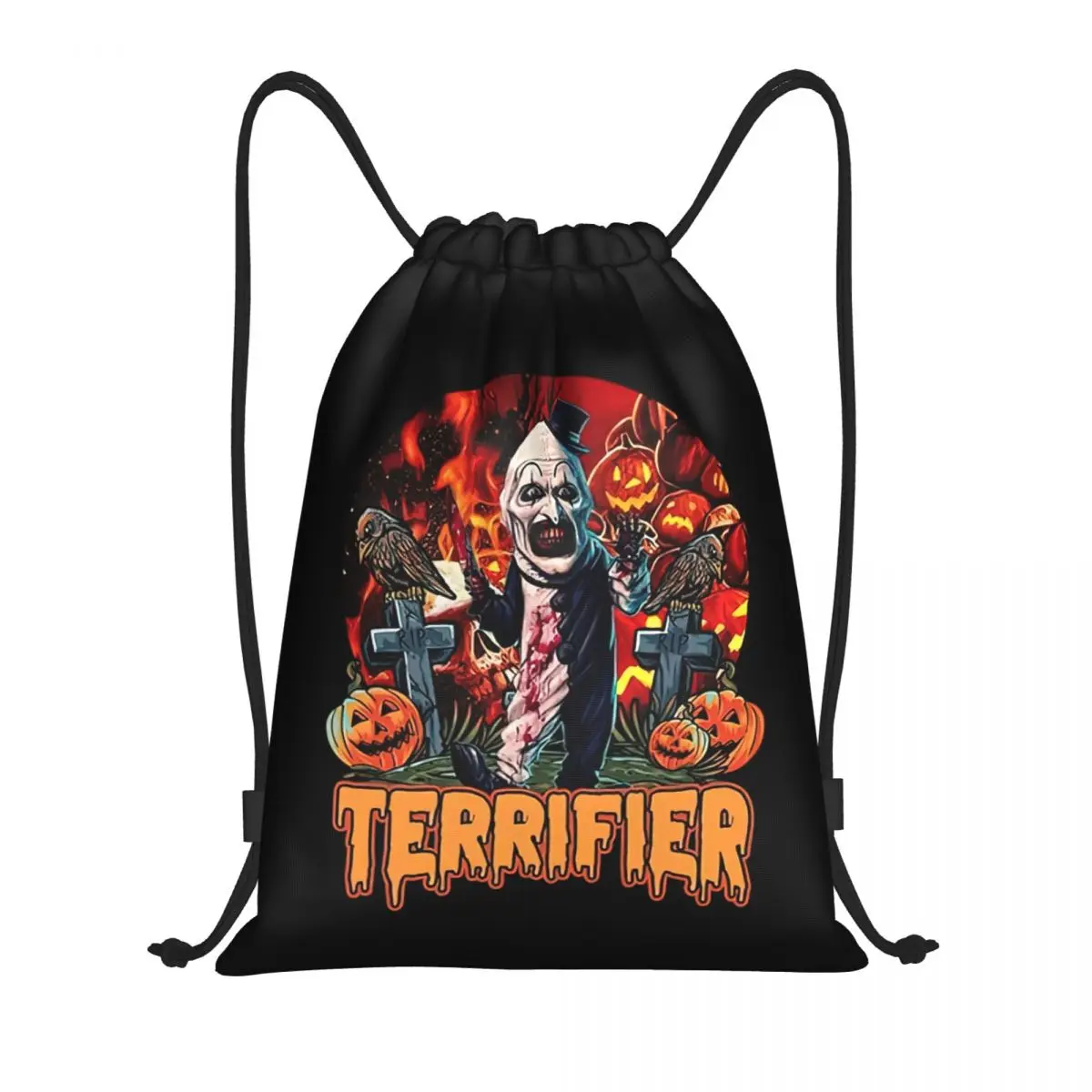 Halloween Horror Movie Terrifiers Drawstring Backpack Sports Gym Bag for Men Women Shopping Sackpack