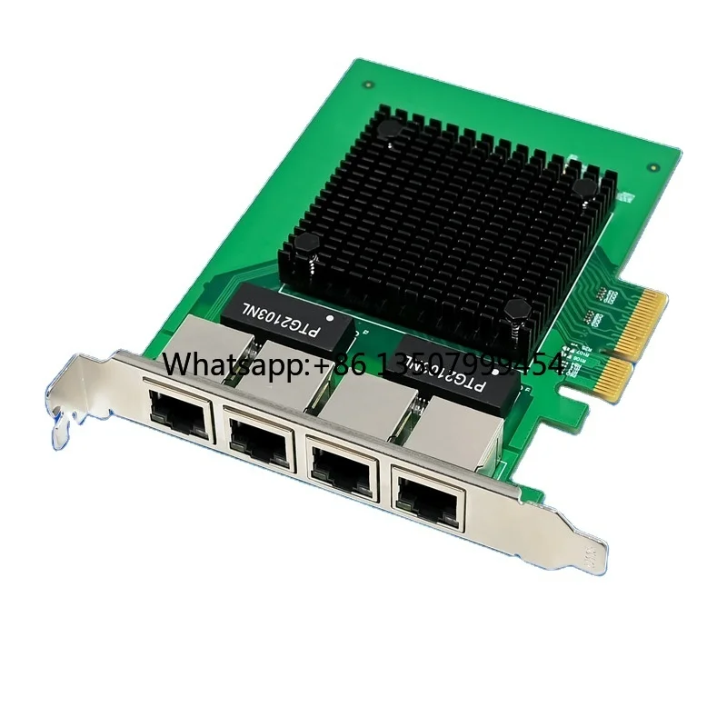 

PCIe X4 I350-T4 RJ45 Ports 10/100/1000Mbps Gigabit Industrial Camera Visual Network Card Full Height