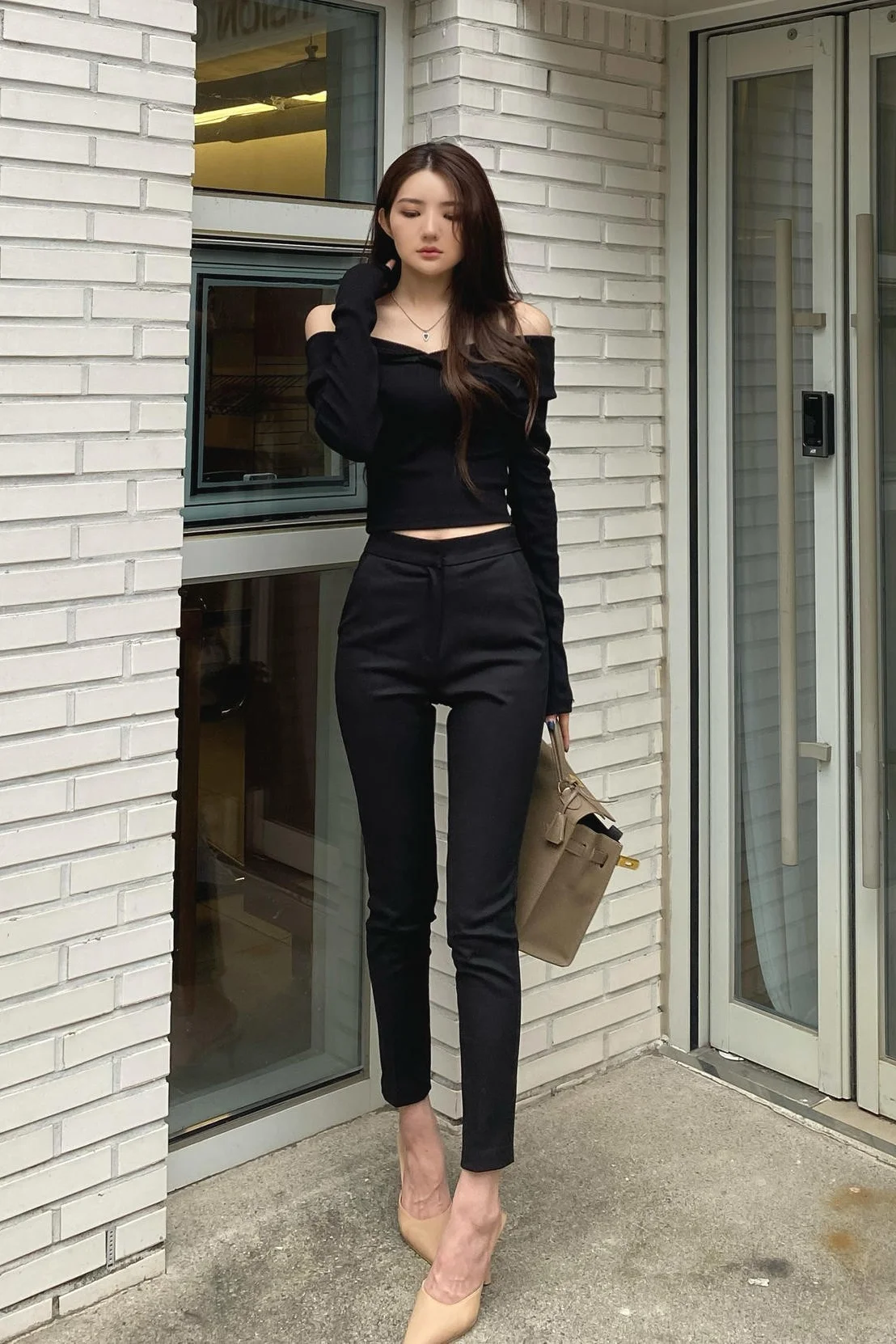 Printemps été nouveau taille haute décontractée Bla costume pantalon coréen Sle mince confortable trajet neuf Points pantalon ajusté