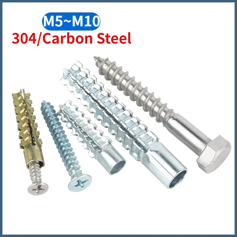 Beicai M5 M6 M8 M10 Serrated Thorny Metal Expansion Tube Pipe Self Tapping Screws For Concrete Wall Anchors Drilling Bolt Kit