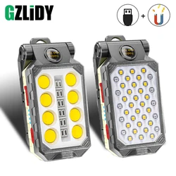 USB Rechargeable COB Work Light Portable LED Flashlight Adjustable Waterproof Camping Lantern Magnet Design with Power Display