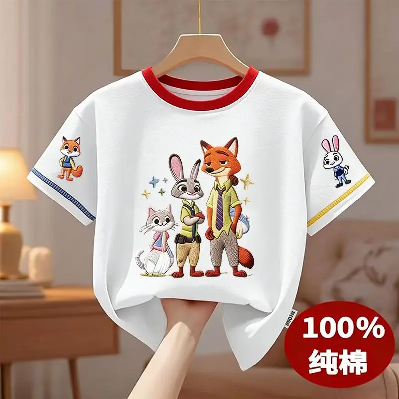 

Children's Crazy Animal City Summer Middle Older Cartoon Color Matching Versatile T-Shirts Boys and Girls Short Sleeve Tide T
