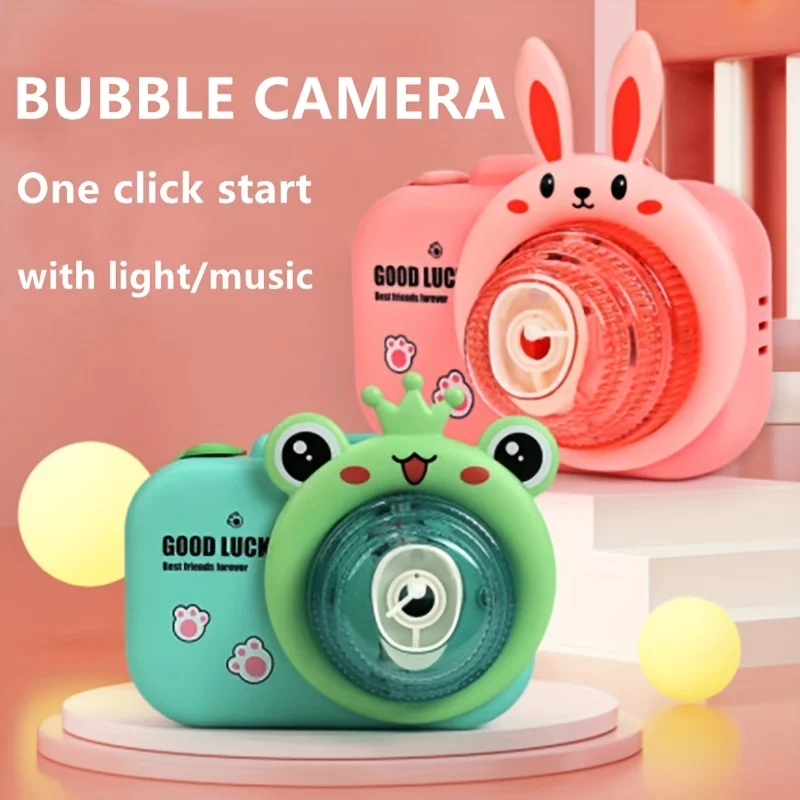 Camera Bubble Machine for Kids with Bubble Solution Bubble Machine Toy with Light & Music for Toddlers Kids Boys Girls Outdoor