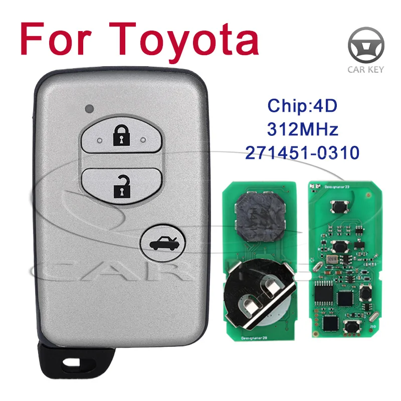 Keyless Go Smart Remote Car Key for Toyota Camry Crown Mark X Majesta Japanese Imported 2005-2010 271451-0310 312mhz 4D Chip