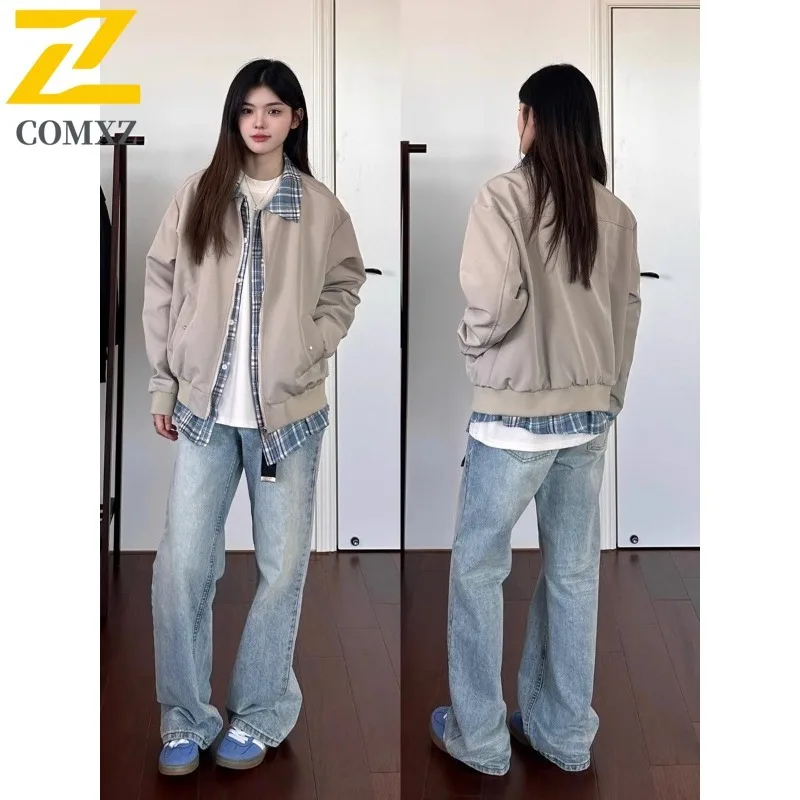 

COMXZ Men Jacket Trendy Turndown Collar Outdoor Travel Windproof Motorcycle Jackets Leisure Hiking Comfortable Autumn Clothes