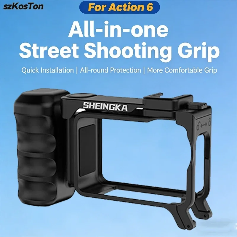 

Action 6 Camera Grip Holder Cage Xplorer Grip for DJI OSMO Action 6 Accessories Shutter Button Photography Handle