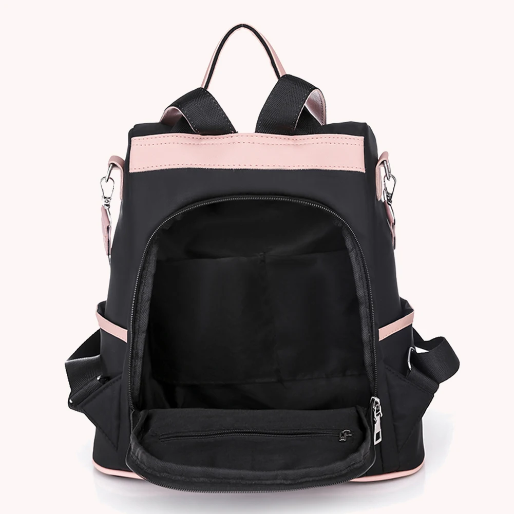 Women Multi-Function Backpack Ladies School Bag Retro Women Oxford Cloth Hit Color Anti-theft Backpacks Shoulder Bag